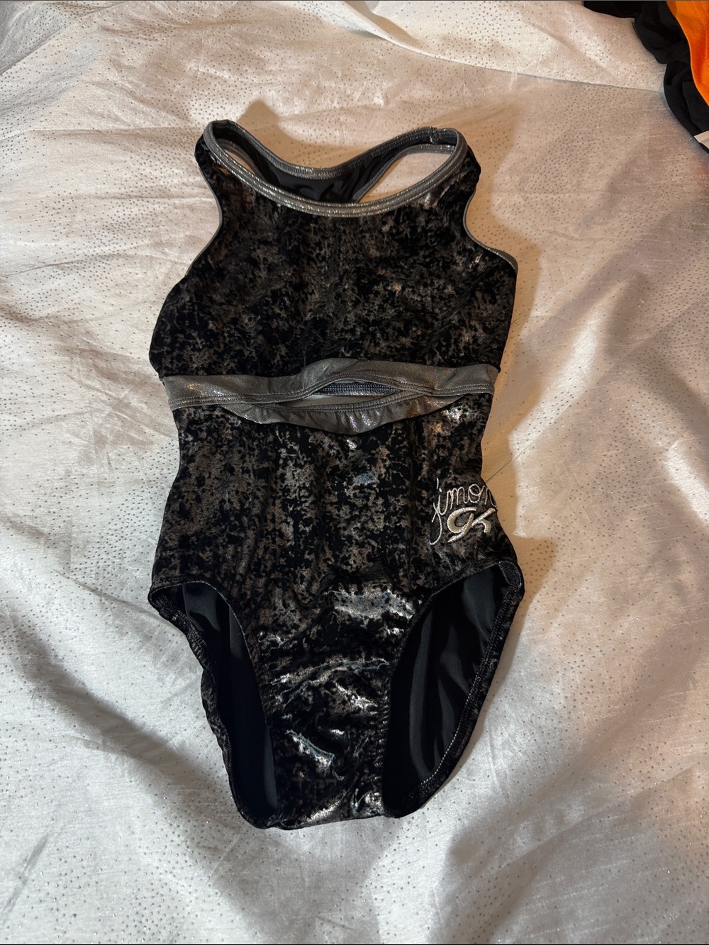 GK Simone Girls Black Velvet One-Piece Leotard size AS